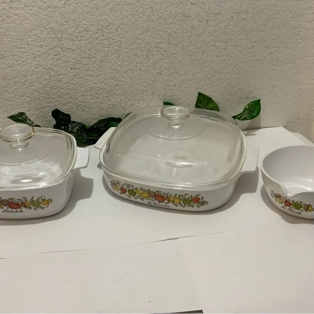 Set 3 RARE Corning Ware Le Romarin‎ Casserole Dish A-10-B l’echalotte le persil